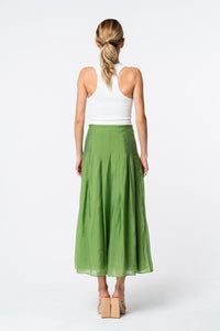 Ciebon Pheona Pleated Midi Skirt Set- Green-Hand In Pocket