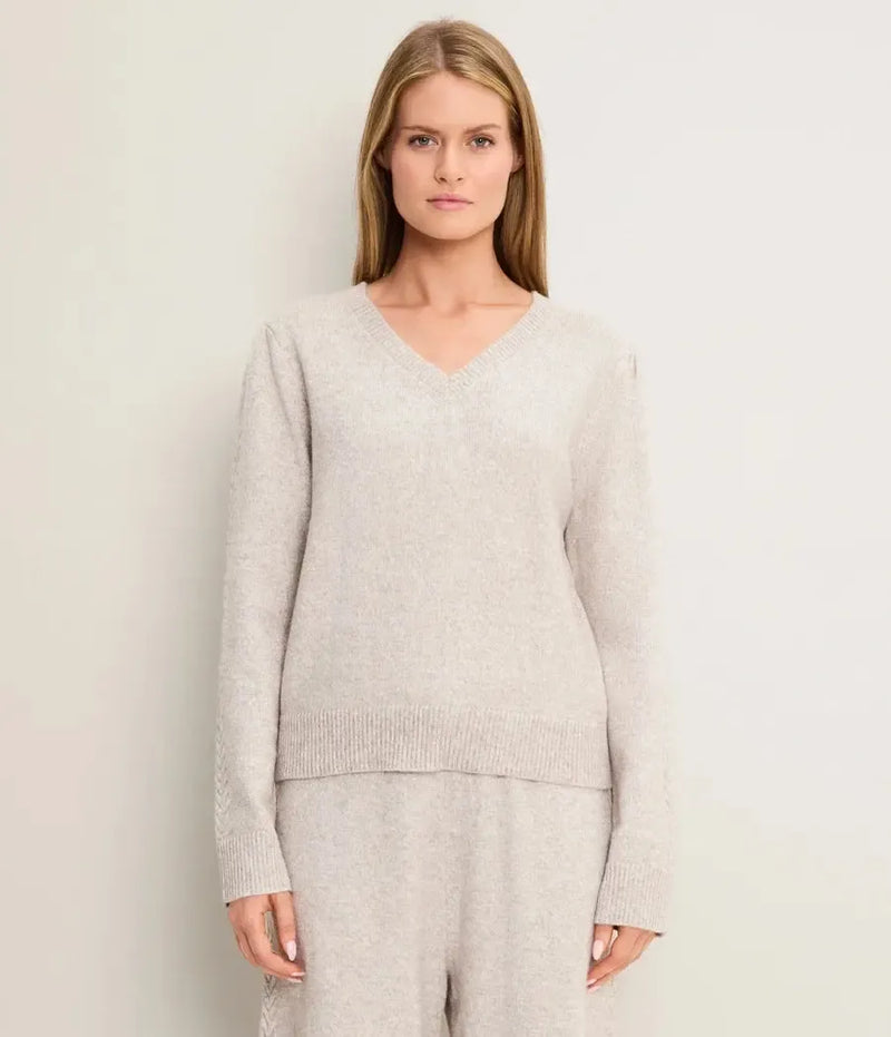 Michael Stars Mandy V-neck Femme Pullover - Heather Cloud-Hand In Pocket
