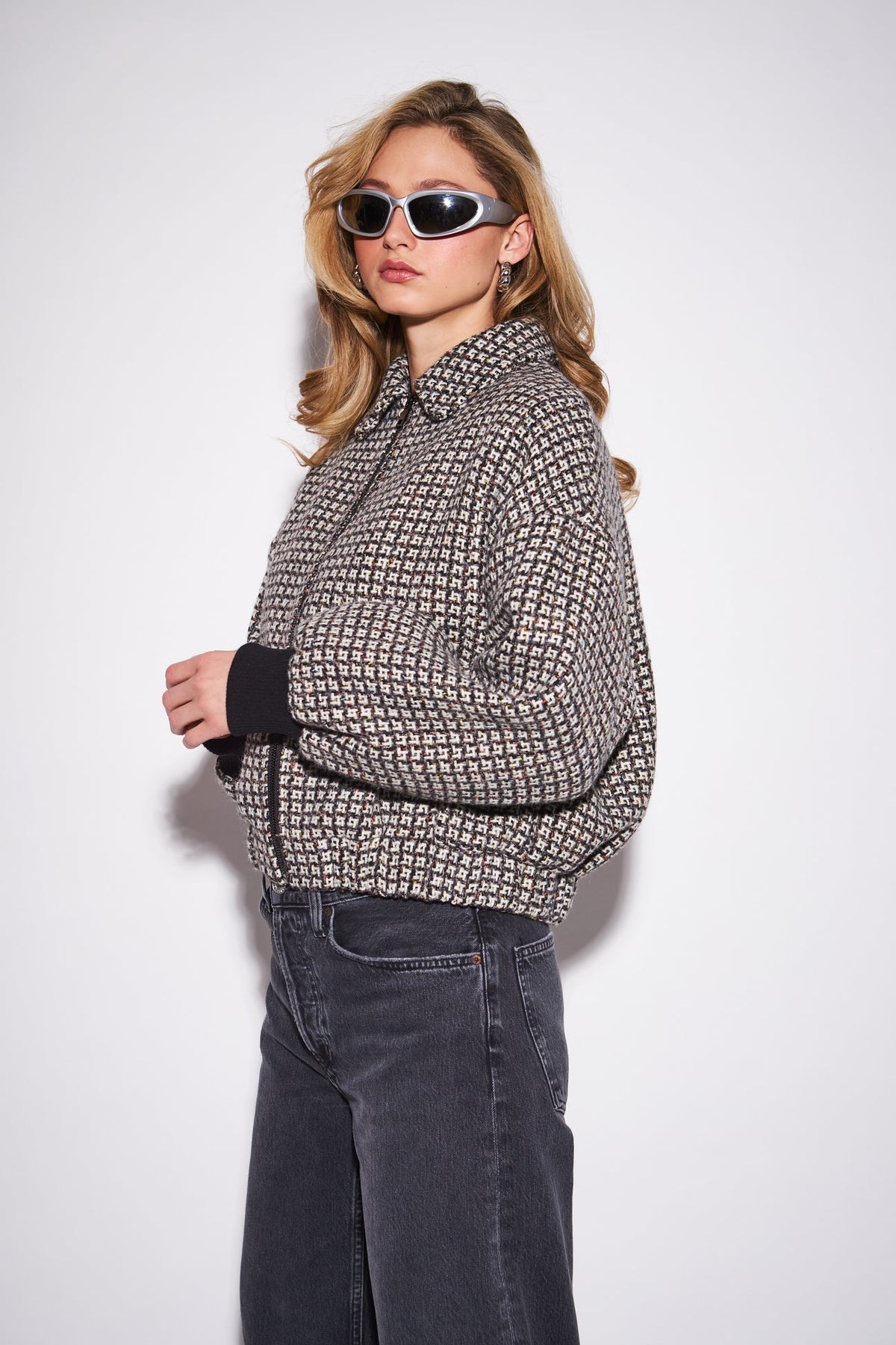 John & Jenn Shad Zip-Up Jacket - Manhattan Tweed-Hand In Pocket