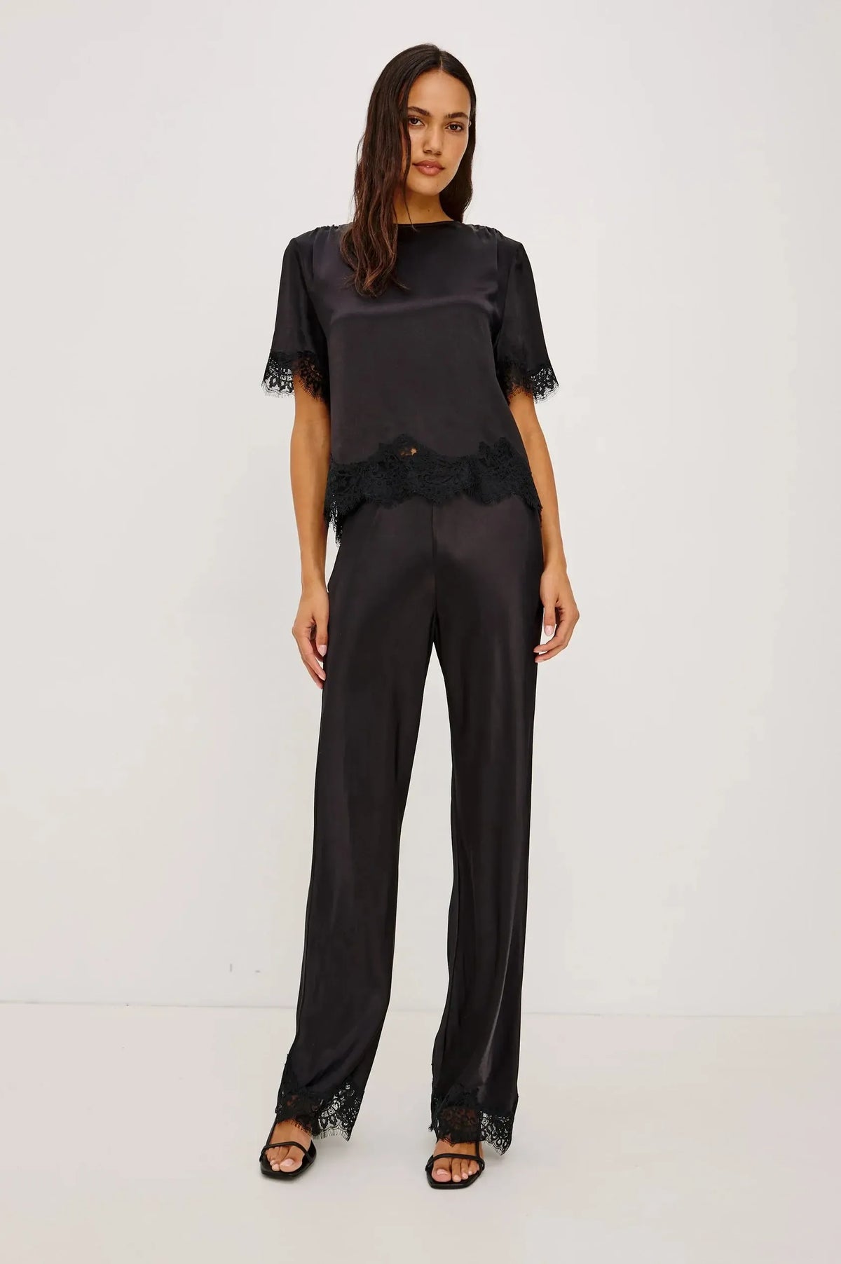 Rails Silvi With Lace Hem Pant - Black-Hand In Pocket