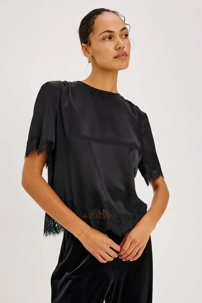 Rails Sonora Satin Blouse - Black-Hand In Pocket