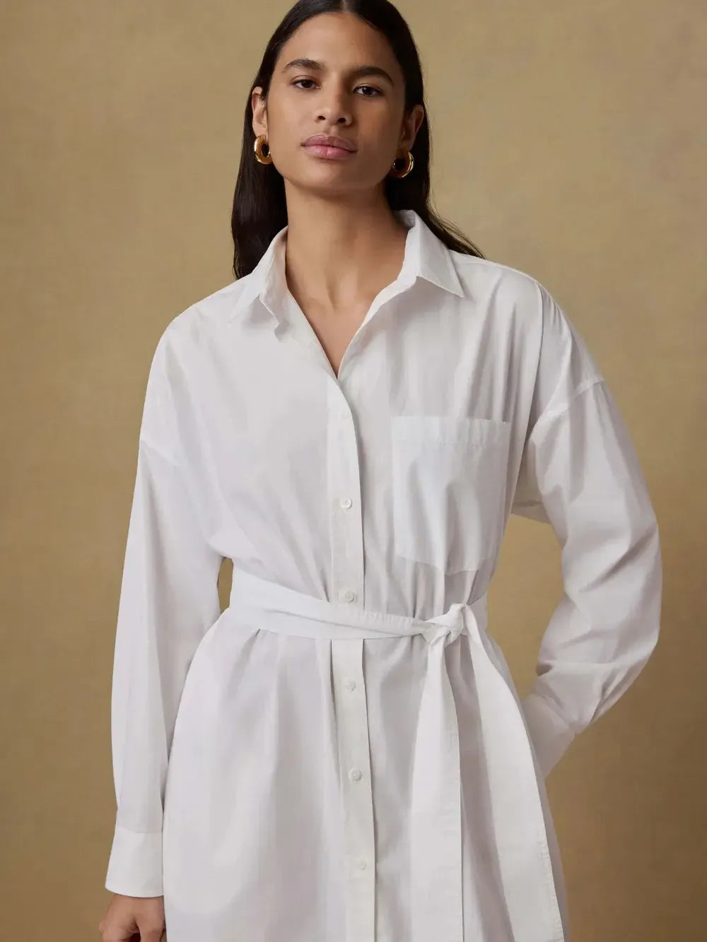 Faherty Coastal Poplin Shirtdress - White-Hand In Pocket
