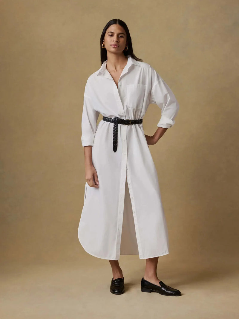 Faherty Coastal Poplin Shirtdress - White-Hand In Pocket