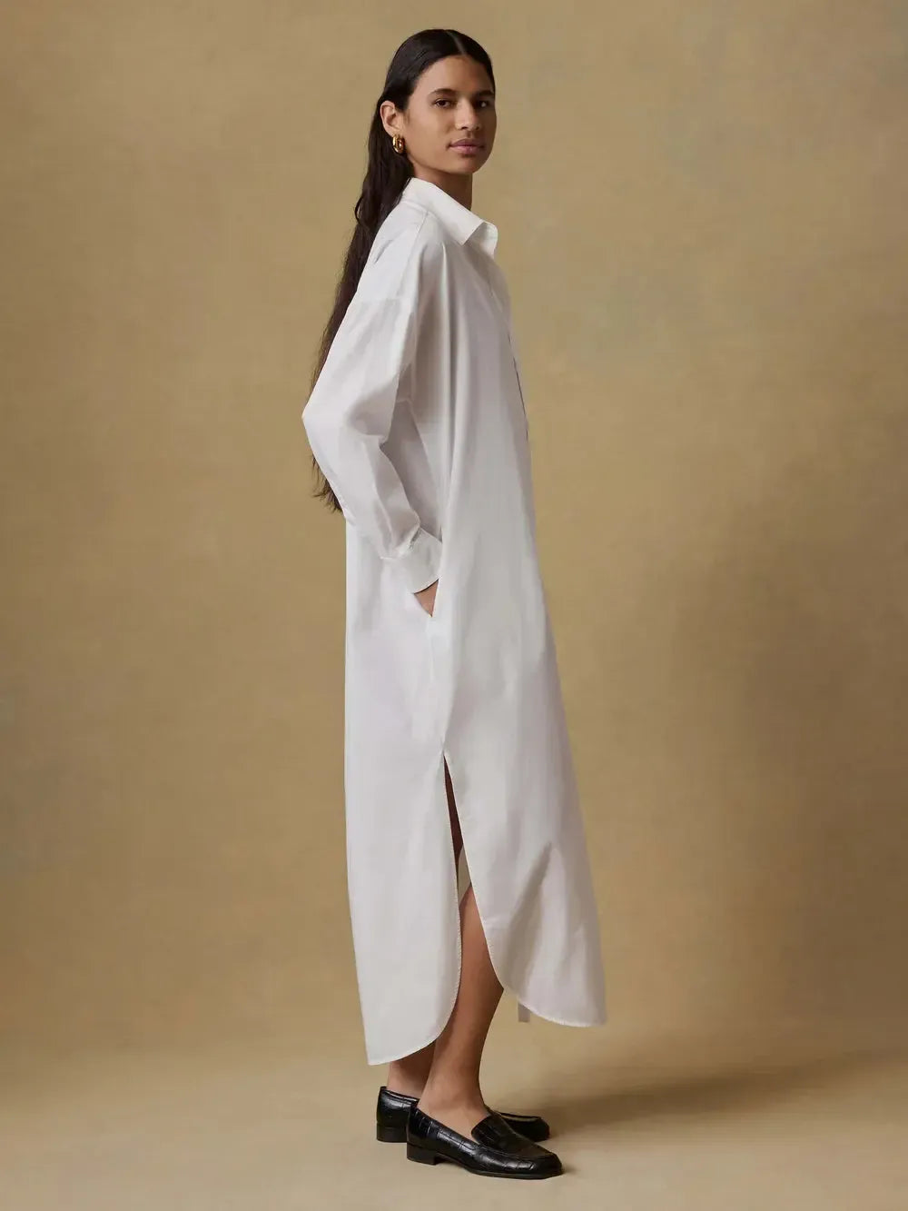 Faherty Coastal Poplin Shirtdress - White-Hand In Pocket
