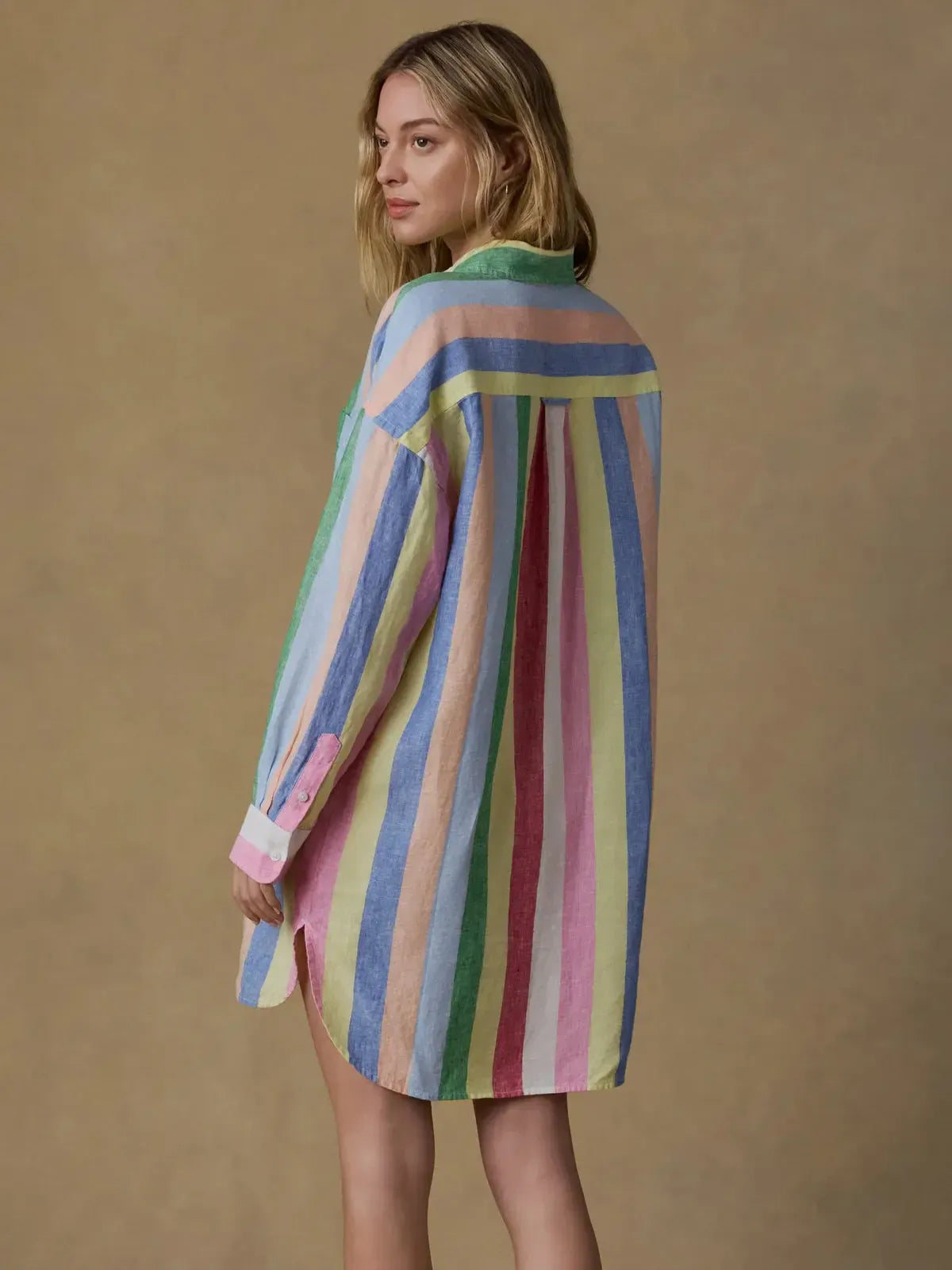 Faherty Laguna Linen Mini Dress - Sunbeam Stripe-Hand In Pocket
