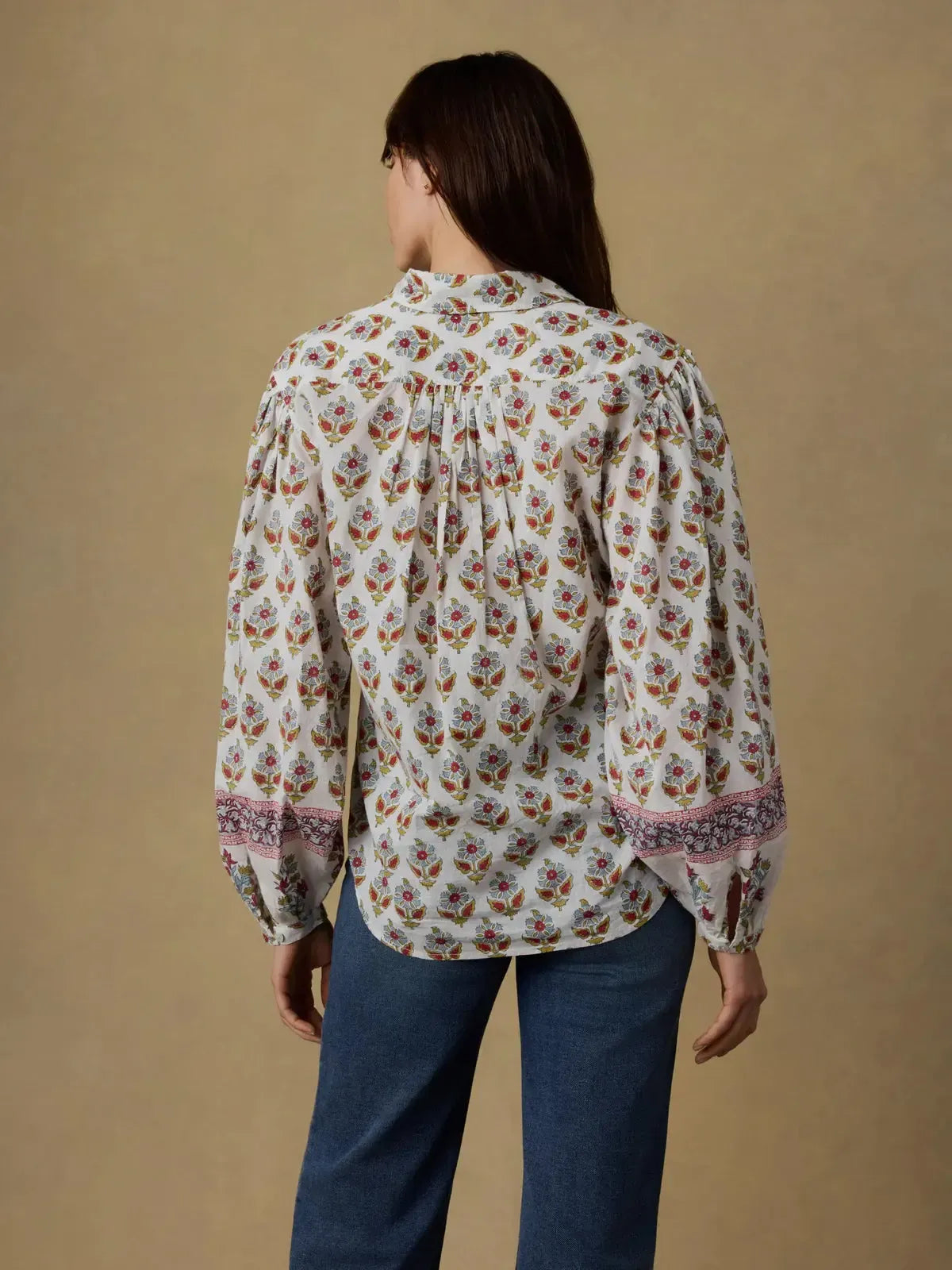 Faherty Suki Blouse- Antique-Hand In Pocket
