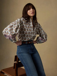 Faherty Suki Blouse- Antique-Hand In Pocket