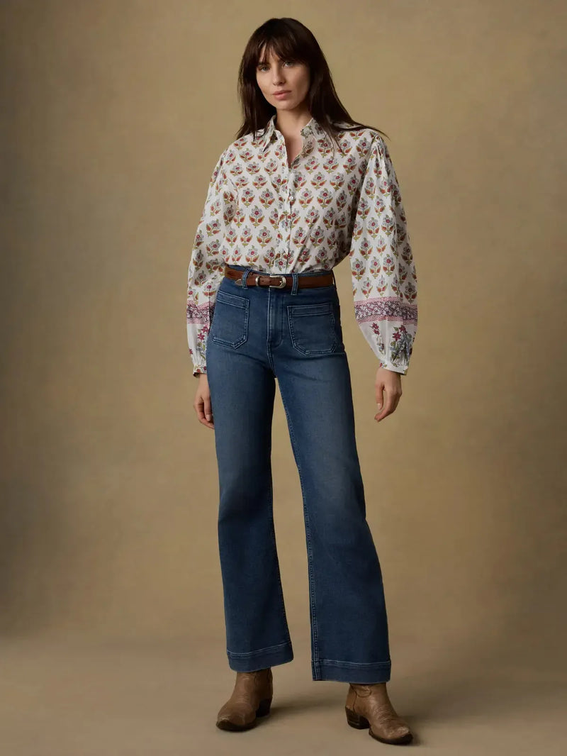 Faherty Suki Blouse- Antique-Hand In Pocket