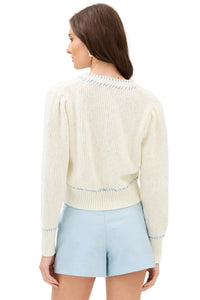 Allison Spacedye Gia Cardigan- White-Hand In Pocket