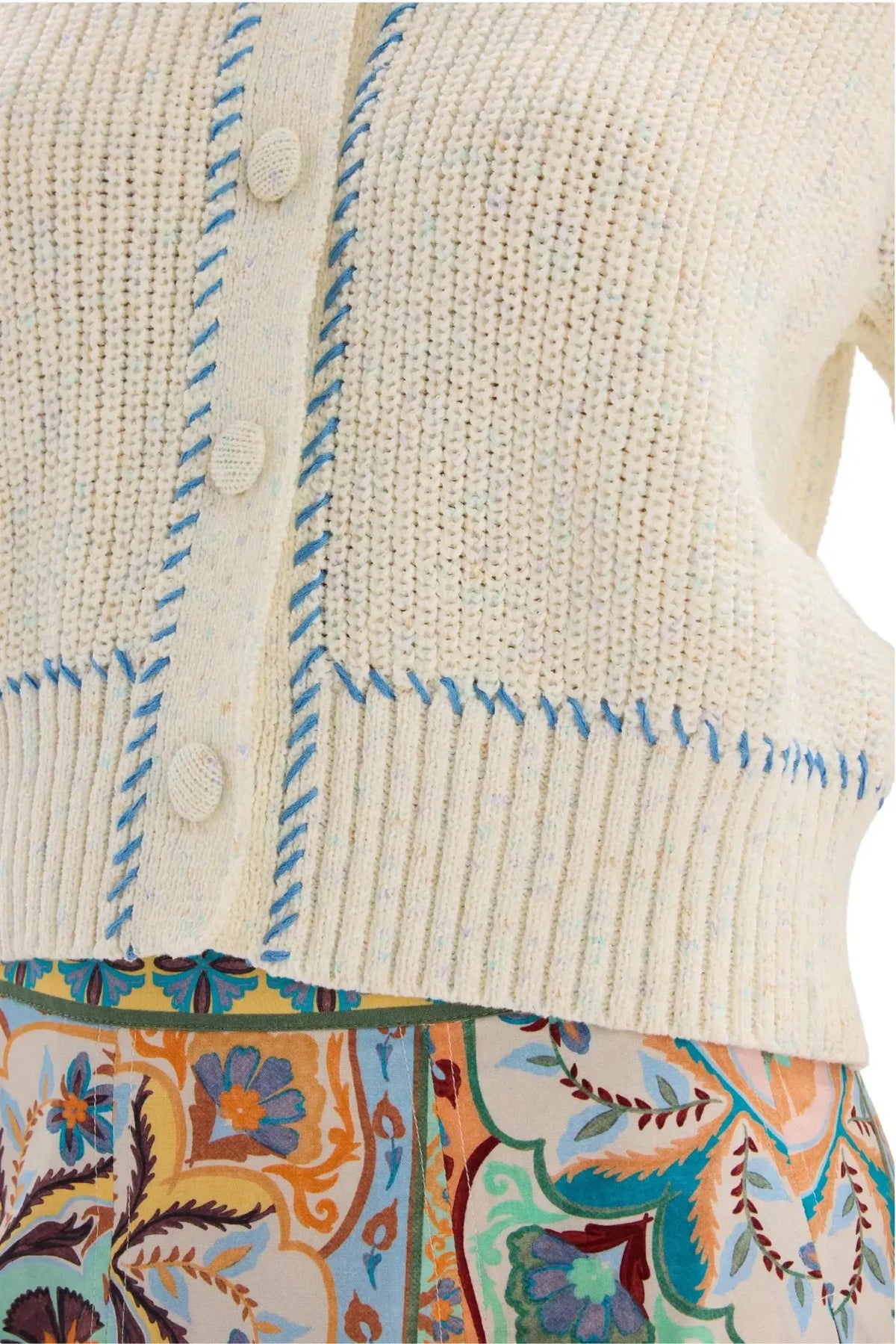 Allison Spacedye Gia Cardigan- White-Hand In Pocket