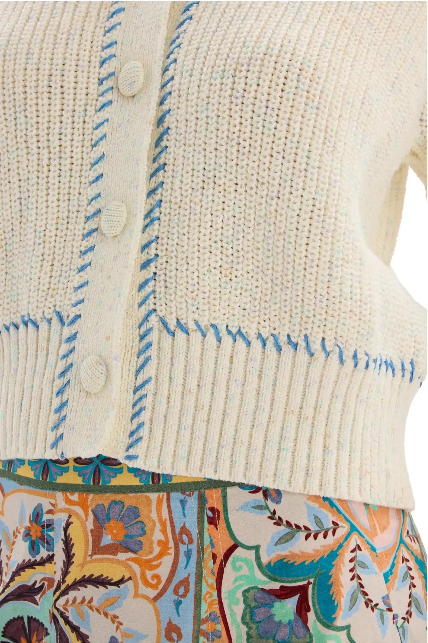 Allison Spacedye Gia Cardigan- White-Hand In Pocket