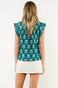 THML Amelia Ruffle Sleeve Blouse-Hand In Pocket