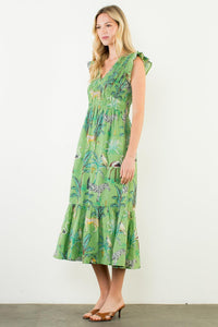 THML Fran Animal Printed Maxi Dress - Green-Hand In Pocket