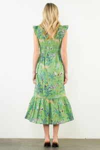 THML Fran Animal Printed Maxi Dress - Green-Hand In Pocket