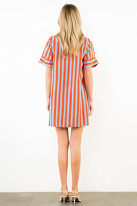 THML Melina Button Up Dress - Blue-Hand In Pocket