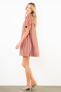 THML Melina Button Up Dress - Blue-Hand In Pocket