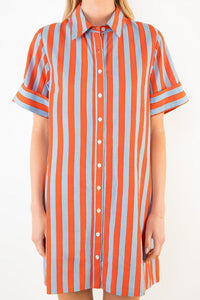 THML Melina Button Up Dress - Blue-Hand In Pocket