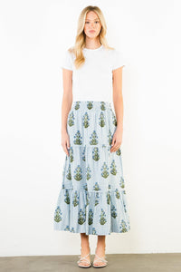 THML Vivienne Floral Skirt - Light Blue-Hand In Pocket