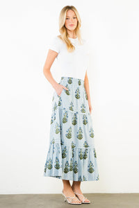 THML Vivienne Floral Skirt - Light Blue-Hand In Pocket