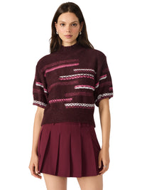Steve Madden Ketra Sweater-Wine-Hand In Pocket