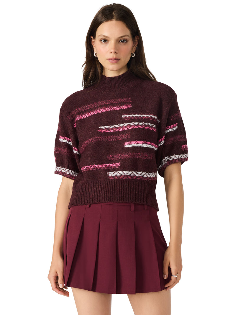 Steve Madden Ketra Sweater-Wine-Hand In Pocket