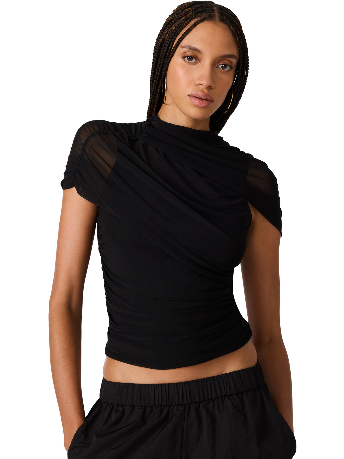 Steve Madden Kerry Mesh Top - Black-Hand In Pocket