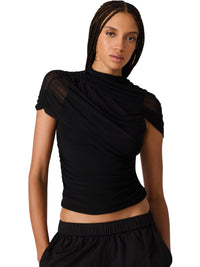 Steve Madden Kerry Mesh Top - Black-Hand In Pocket