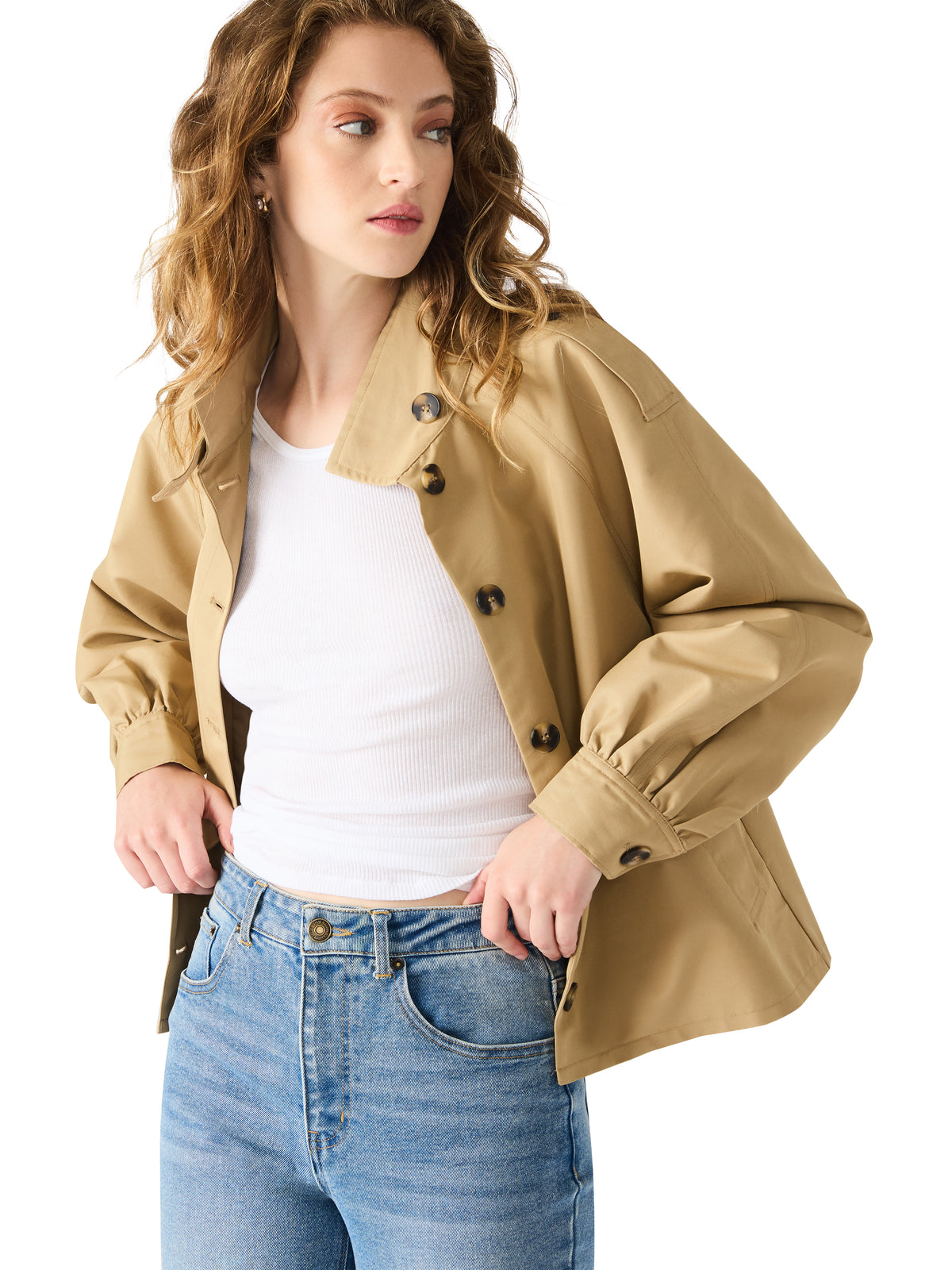 Steve Madden Kaylee Jacket- Khaki-Hand In Pocket
