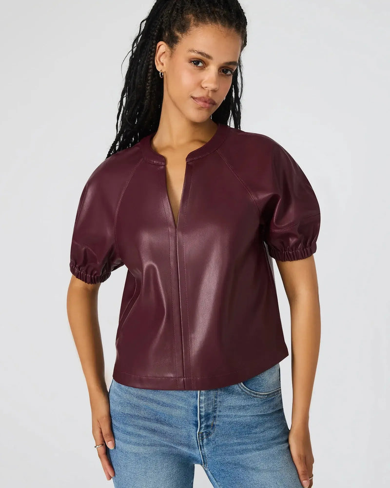 Steve Madden Roxanne Top- Wine-Hand In Pocket