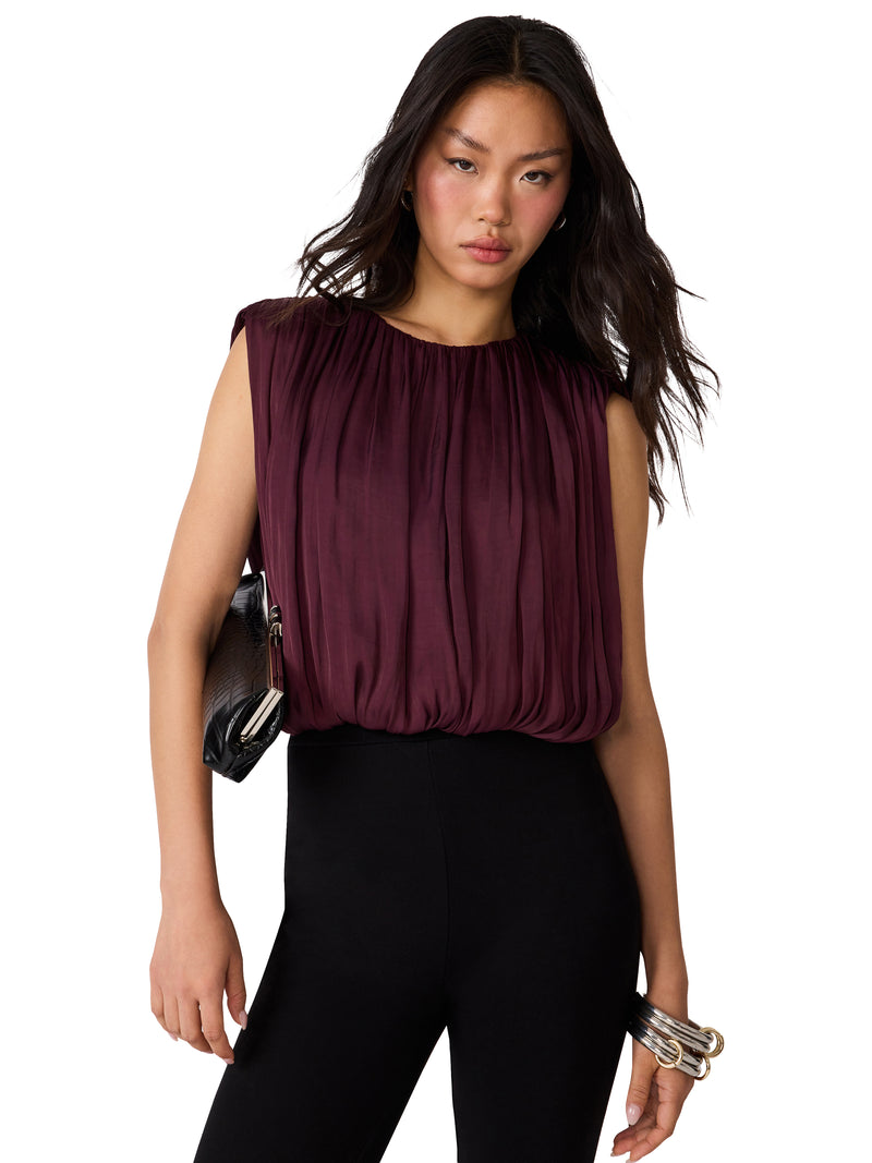 Steve Madden Milana Top - Purple Wine-Hand In Pocket