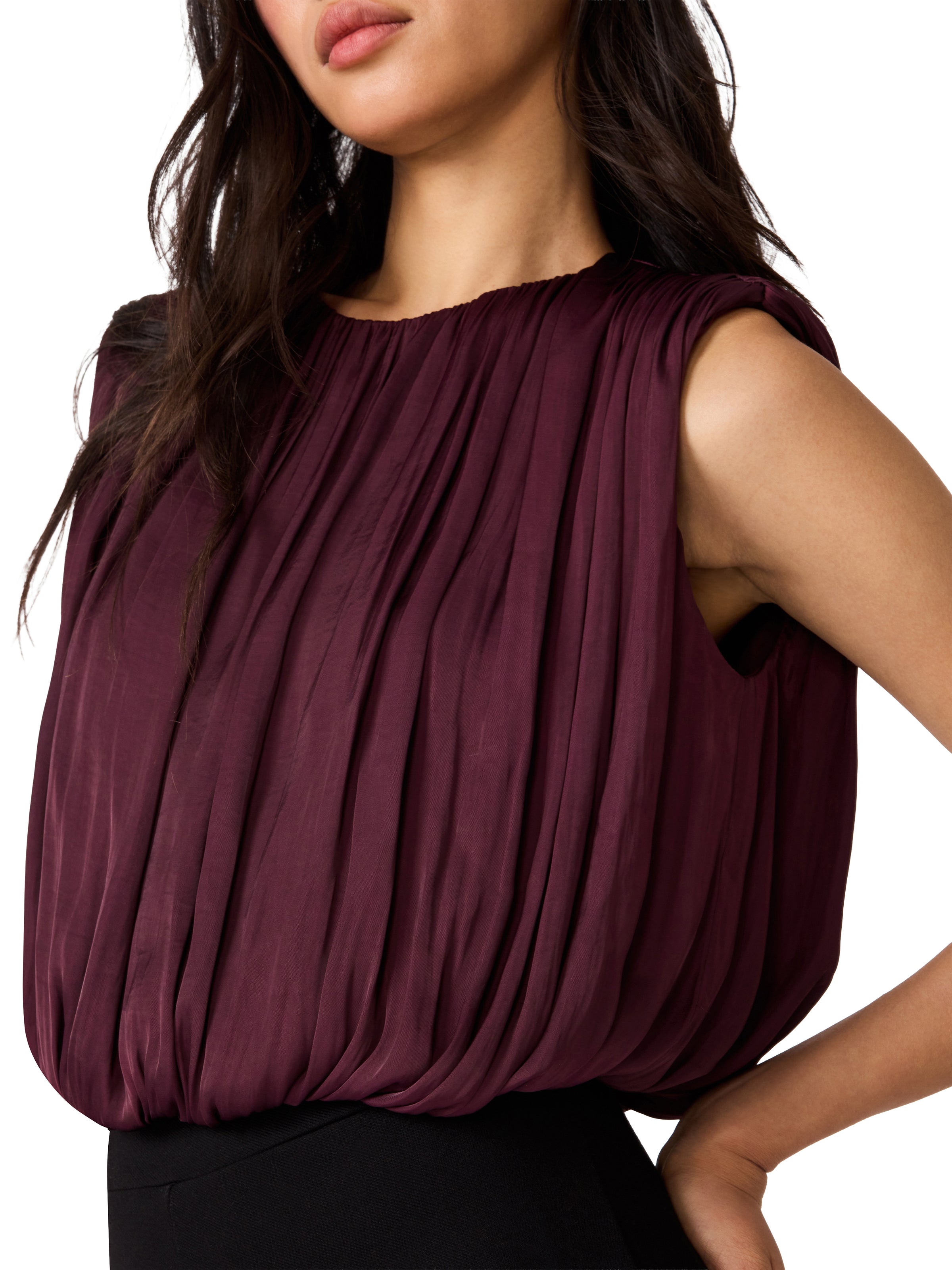 Steve Madden Milana Top - Purple Wine-Hand In Pocket