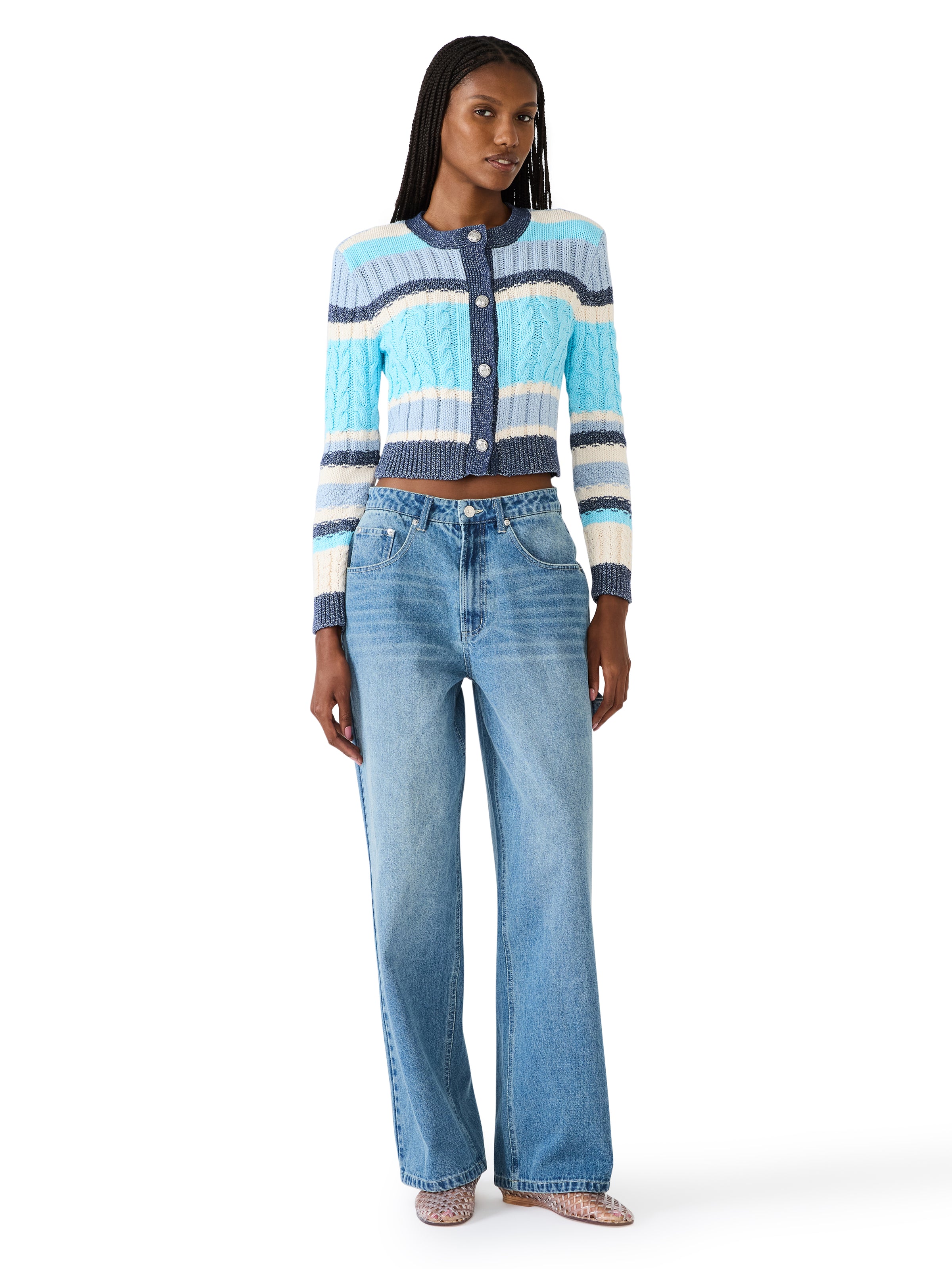 Steve Madden Eviee Sweater Cardigan- Multi-Hand In Pocket