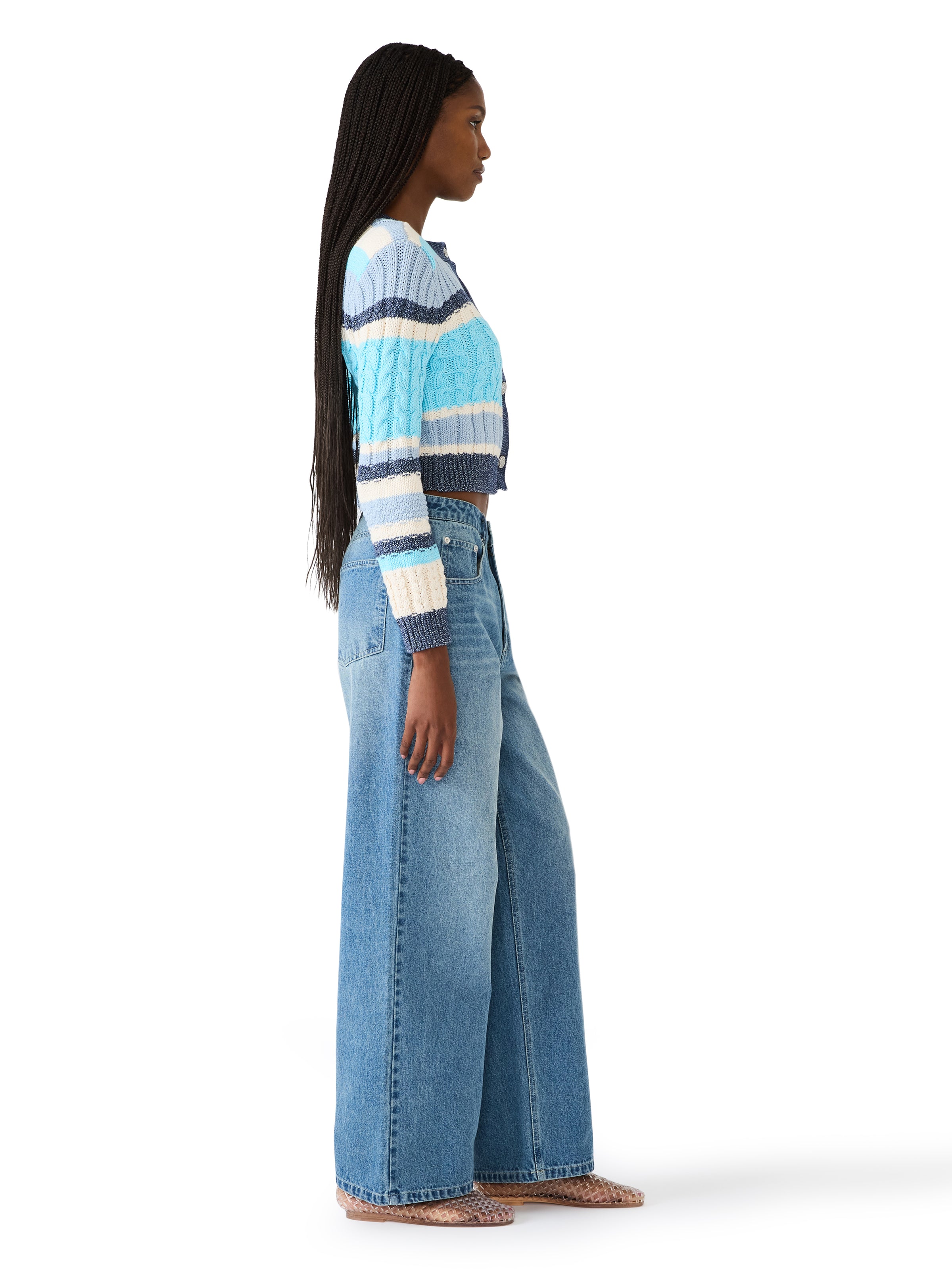 Steve Madden Eviee Sweater Cardigan- Multi-Hand In Pocket