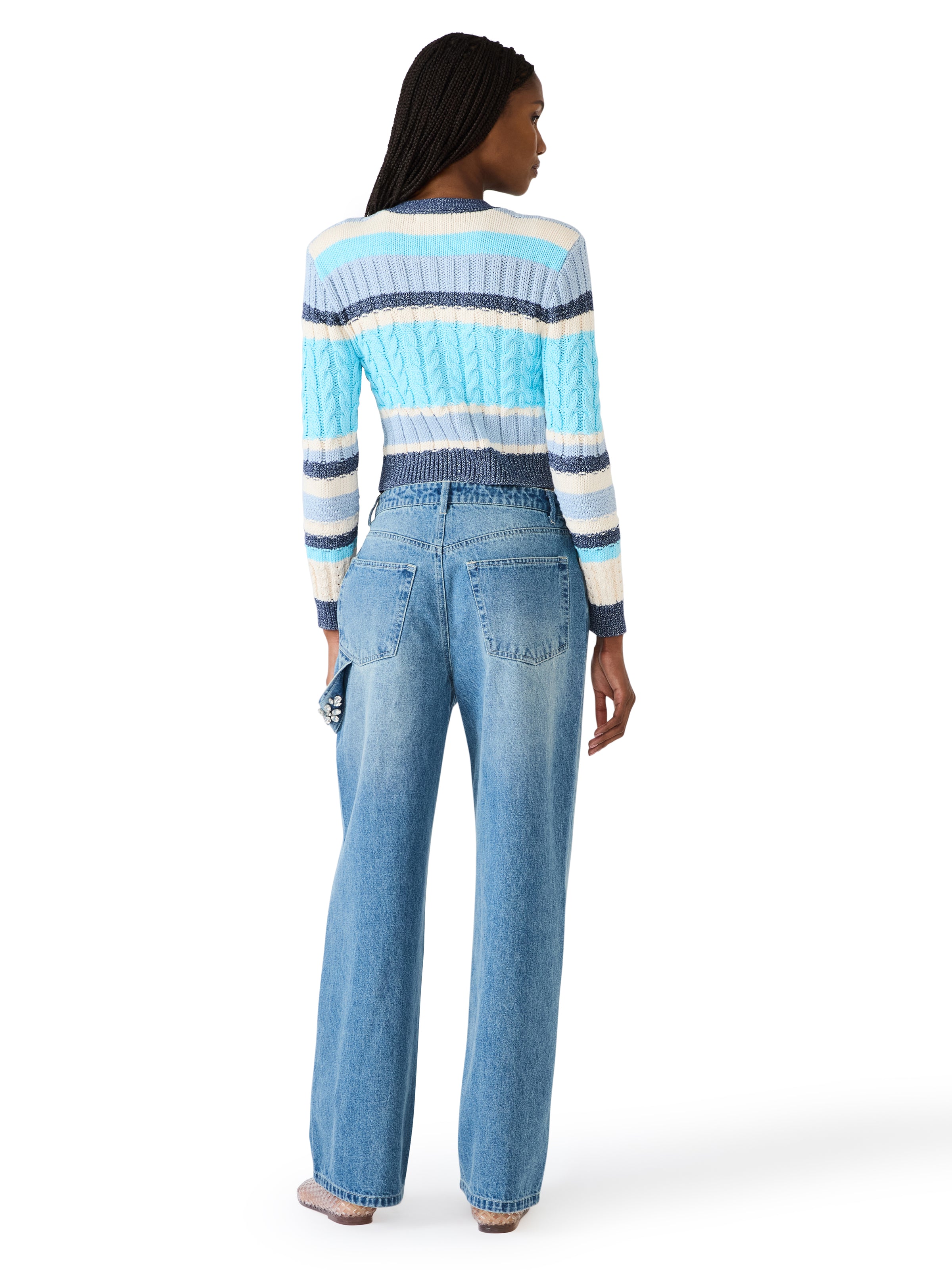 Steve Madden Eviee Sweater Cardigan- Multi-Hand In Pocket