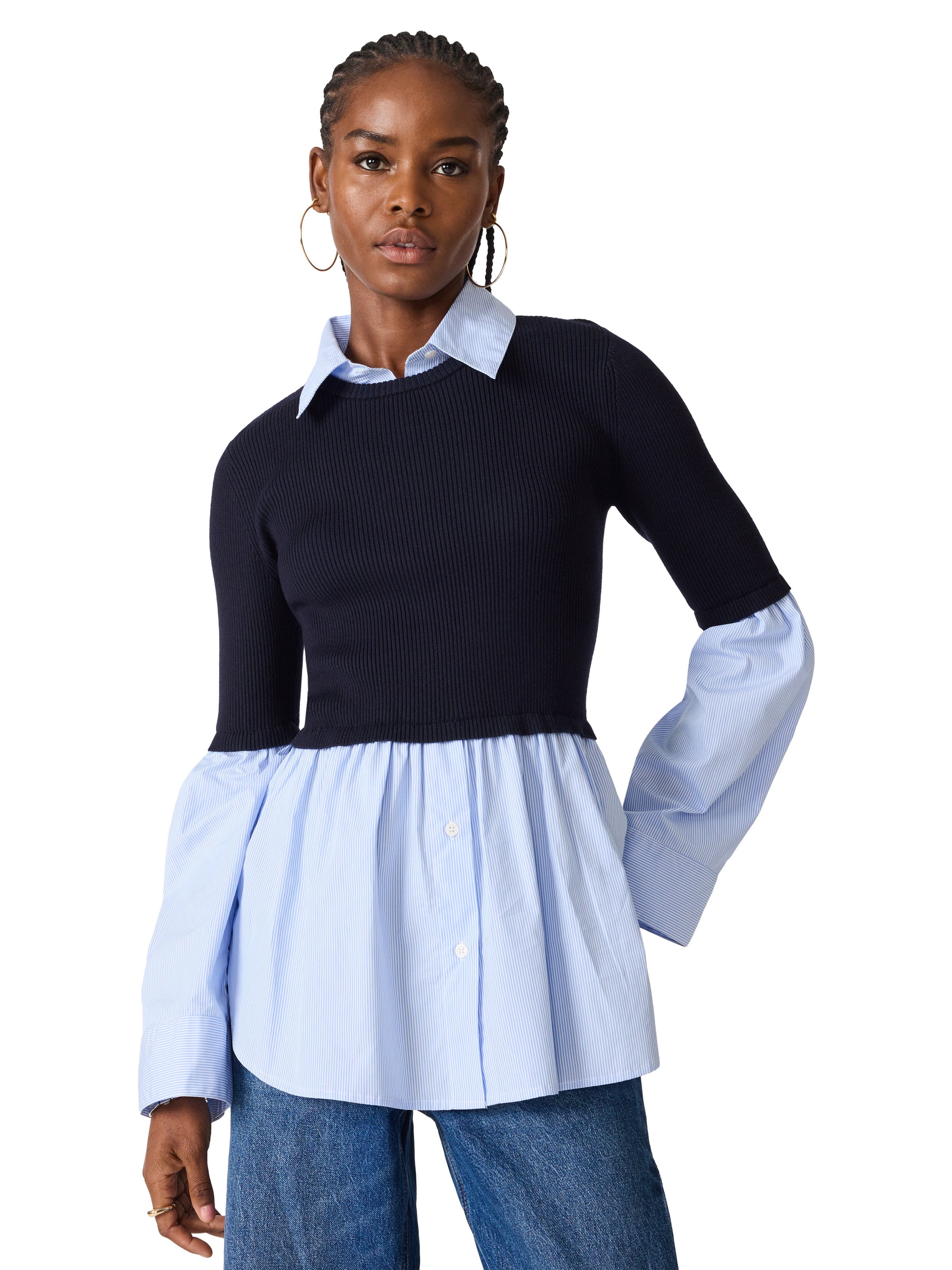Steve Madden Lenny Knit Top - Midnight-Hand In Pocket