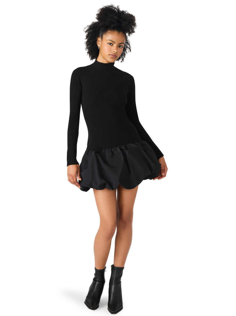 Steve Madden Penna Bubble Hem Dress-Black-Hand In Pocket