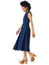 Talasyn Bubble Hem Denim Dress-Hand In Pocket