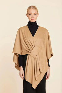 Dolce Cabo Faux Suede Whipstitch Wrap - Camel-Hand In Pocket