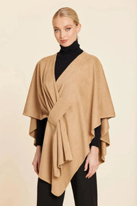 Dolce Cabo Faux Suede Whipstitch Wrap - Camel-Hand In Pocket