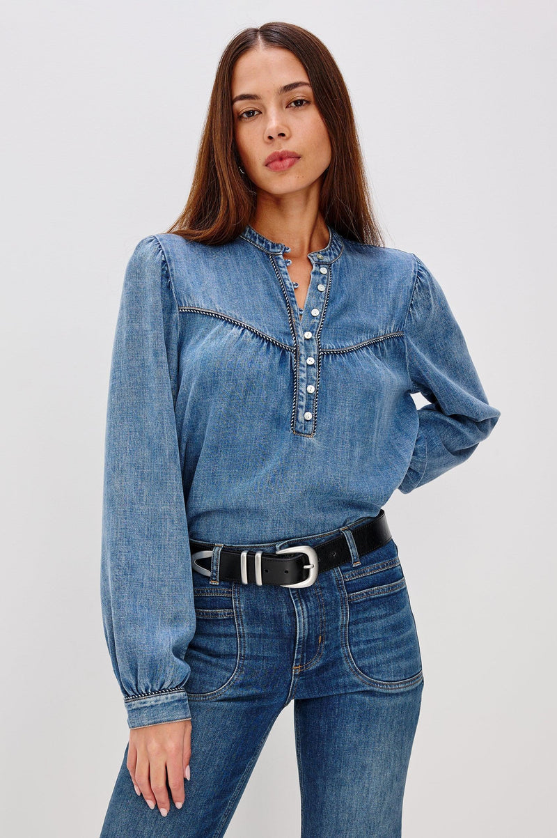 Rails Sunna Blouse - Blue Stone-Hand In Pocket