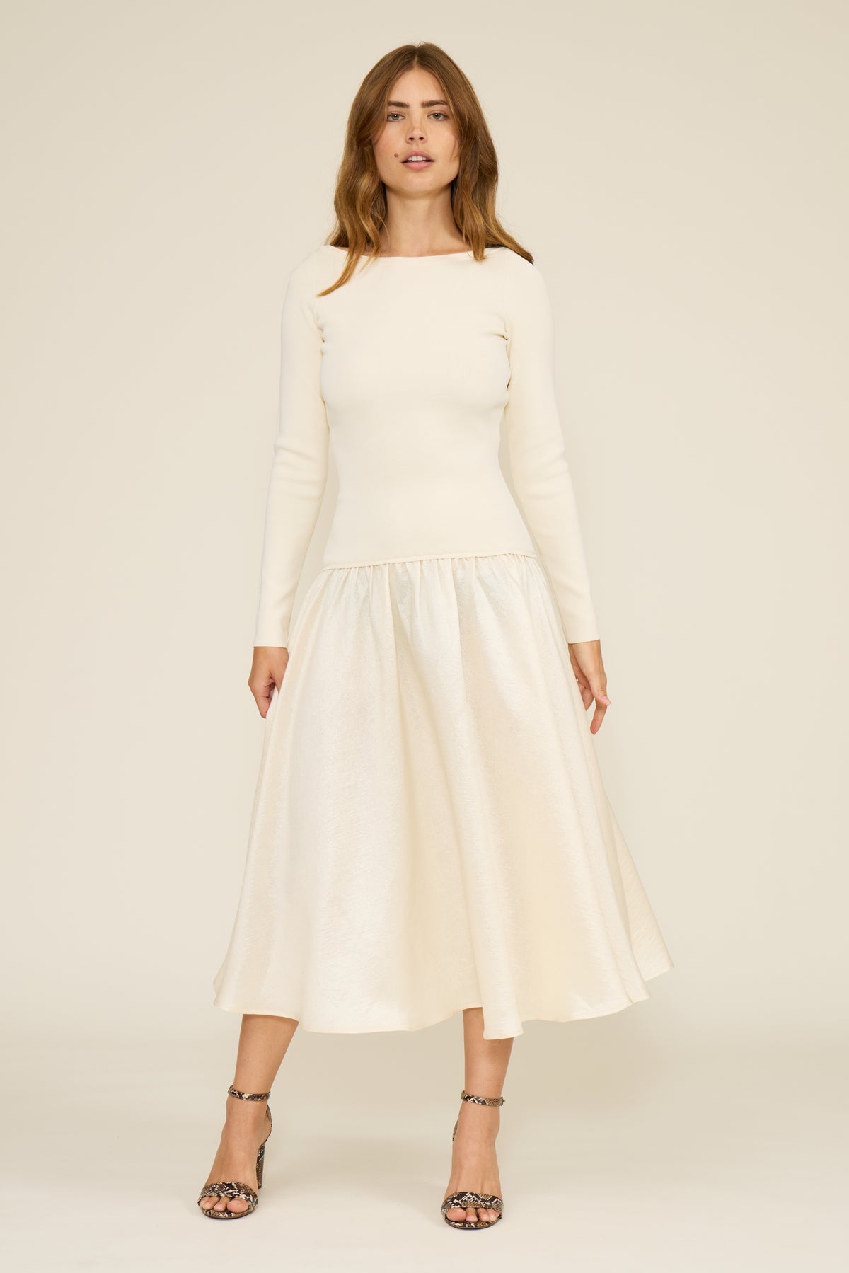 Lucy Paris Elsa Mixed Media Dress - Cream ***FINAL SALE***-Hand In Pocket