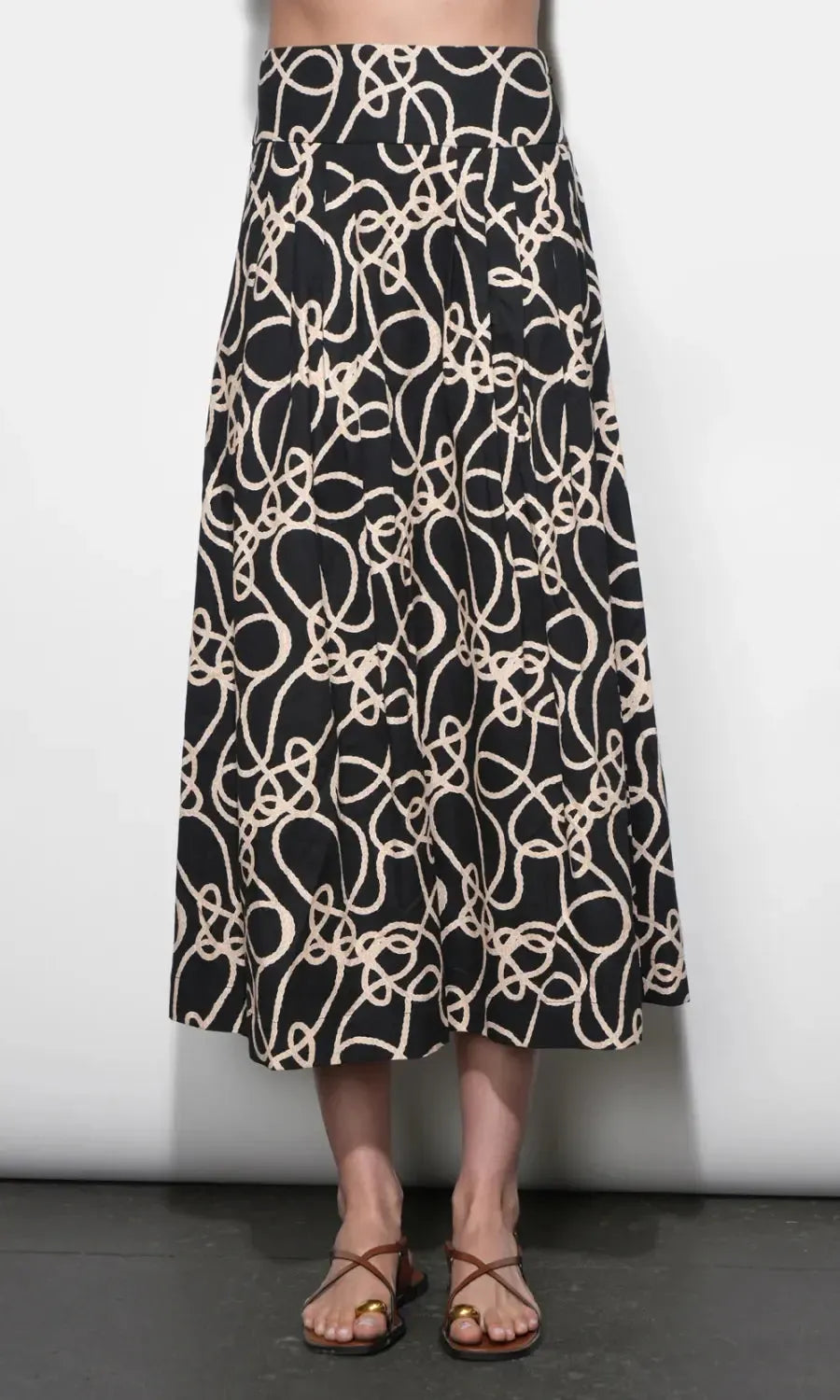 Greylin Sailor Pleat Midi Skirt - Black-Hand In Pocket