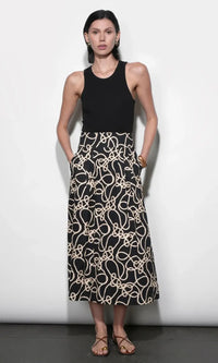 Greylin Sailor Pleat Midi Skirt - Black-Hand In Pocket