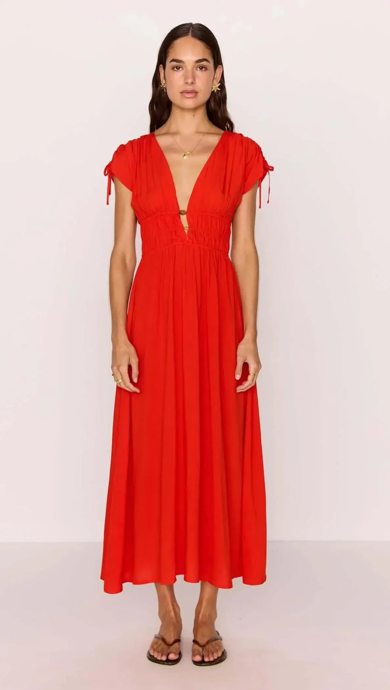 MINKPINK Scarlett Midi Dress - Flame Red-Hand In Pocket