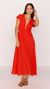 MINKPINK Scarlett Midi Dress - Flame Red-Hand In Pocket