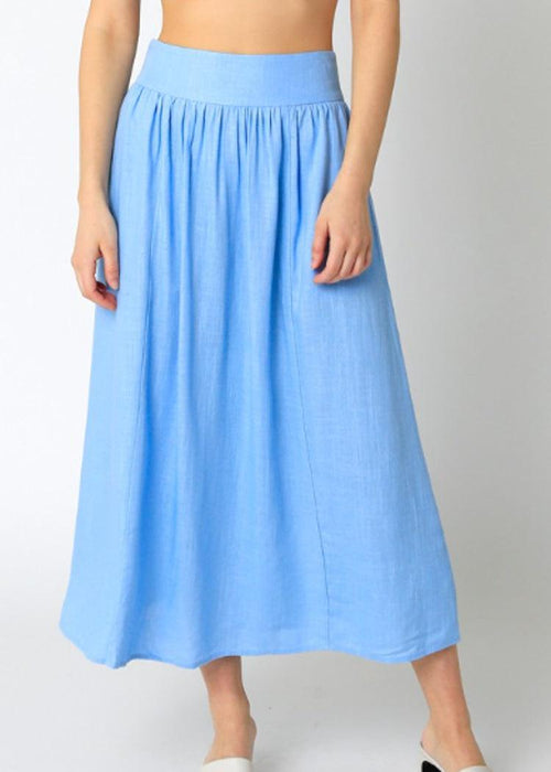 Sally A-Line Midi Skirt-Lt. Blue- ***FINAL SALE***-Hand In Pocket