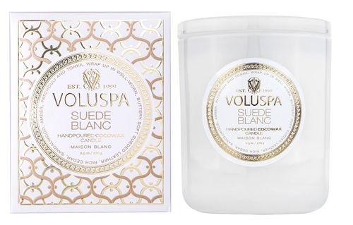Voluspa 9oz Classic Candle- Suede Blanc-Hand In Pocket
