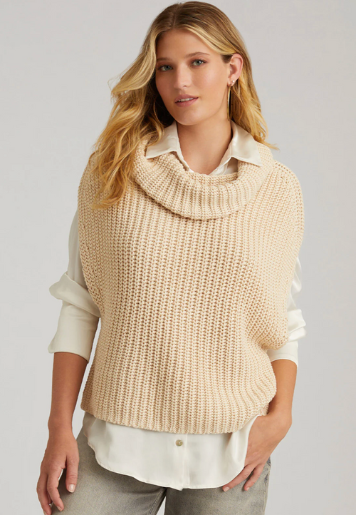 525 Cate Sleeveless Turtleneck Sweater - Cream-Hand In Pocket