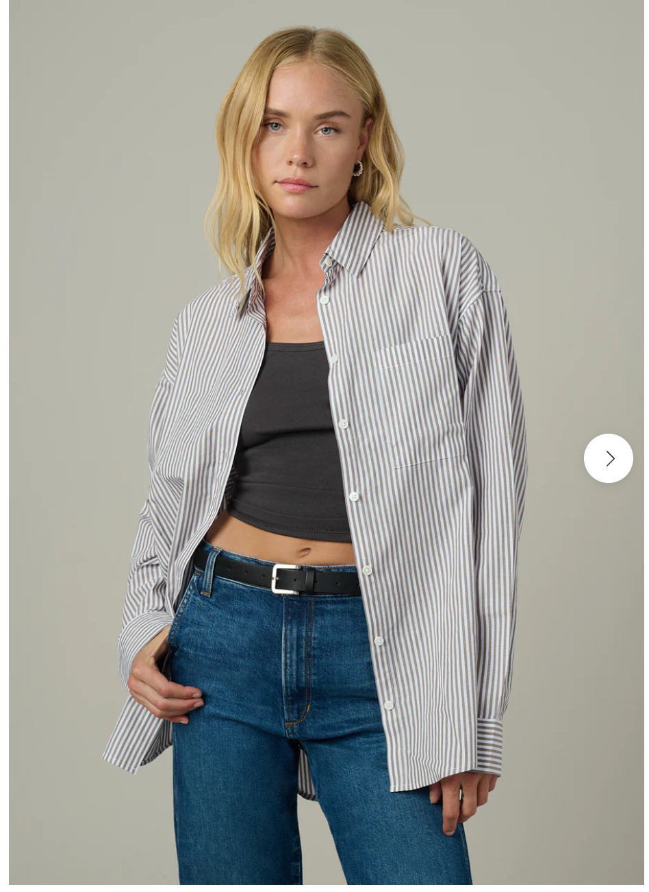 Joe's Jeans Boyfriend Button Down- Forest/Night-Event-Hand In Pocket