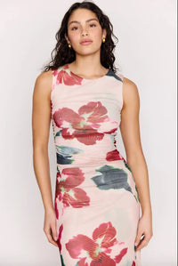 MINKPINK Arabella Mesh Midi Dress- Red-Hand In Pocket